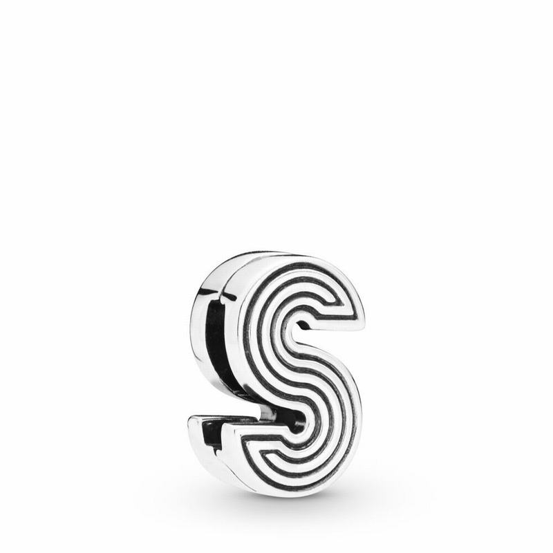 Pandora Reflexions™ Letter S Clip Charm Ireland - Sterling Silver/Silicone - 061897RYV